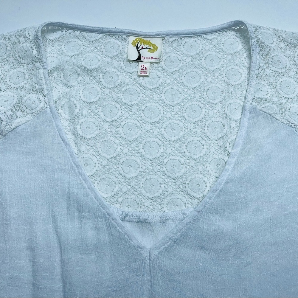 Fig & Flower Embroidered Tunic Womens 2XL Floral Boho Anthropologie Poly Rayon - Picture 5 of 14